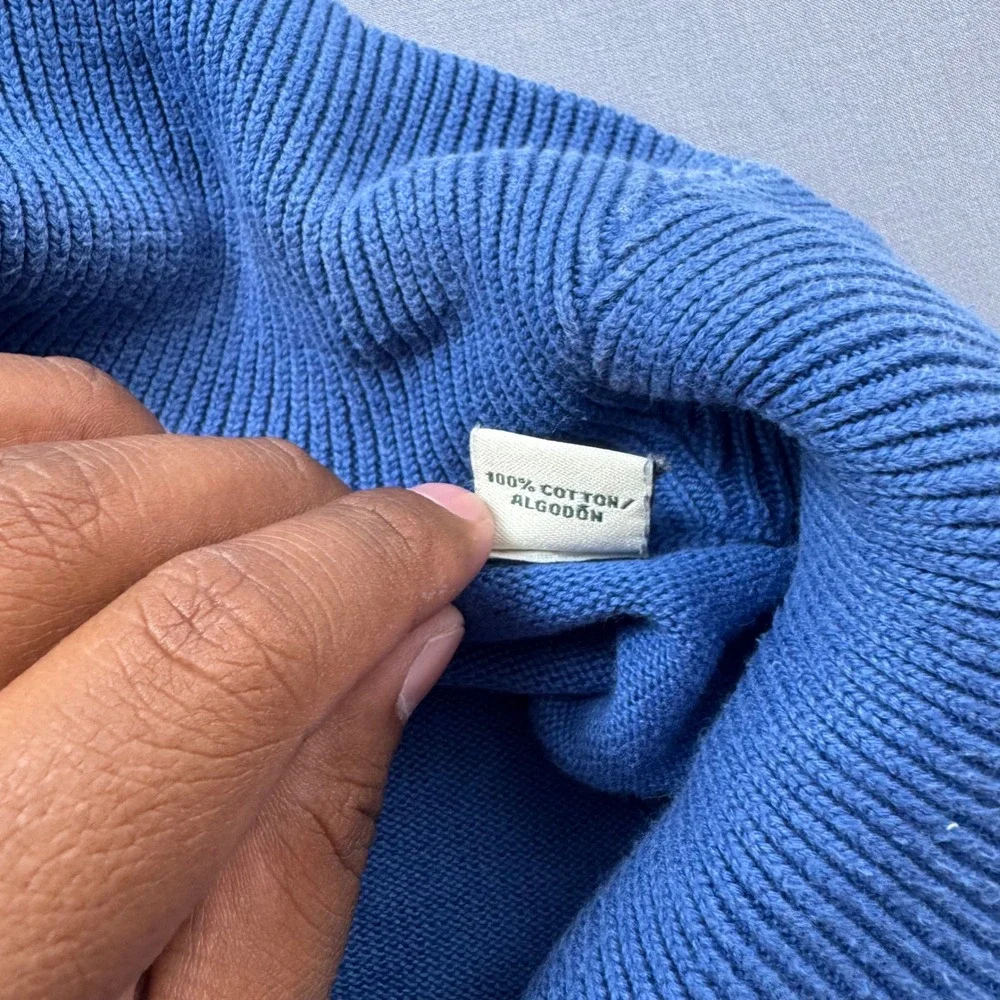 Southern Pines Mens XL Blue Cable Knit Shawl Collar Cotton Sweater Pullover